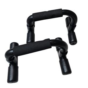 Black Push Up Bars Pair Foam Grip Non-Slip Strength Training Stands Home Gym E1